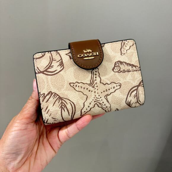 Last 3‼️Coach Medium Corner Zip Wallet Signature Canvas Shell Print CBO36 - Picture 12 of 13